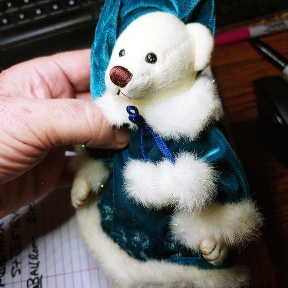 holiday bear in velvet dress - Picture 2 of 2